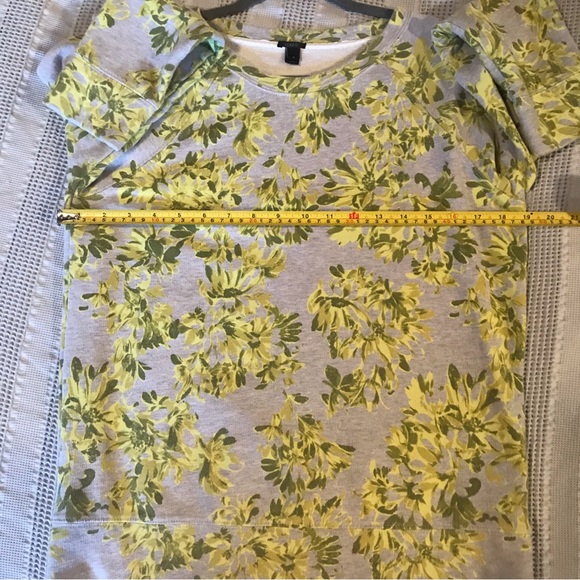 J. Crew Sweatshirt Small Floral Gray Yellow Cotton Crewneck Pull over - Picture 5 of 8